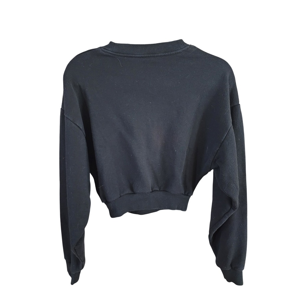 Alo Yoga Accolade Cropped Sweatshirt Black Pullover Fleece Crewneck XS S - Picture 5 of 5